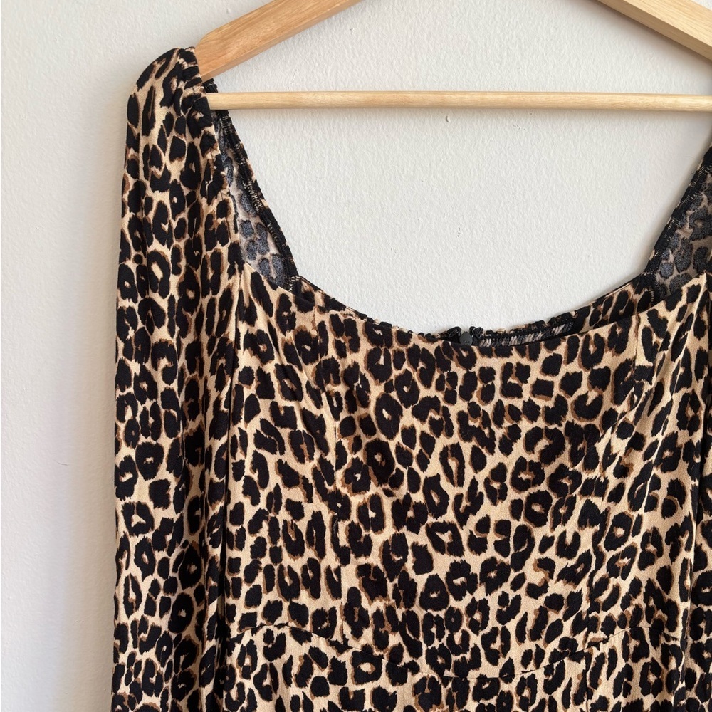 Reformation Leopard Print Midi Dress in Brown and Black - Picture 6 of 10